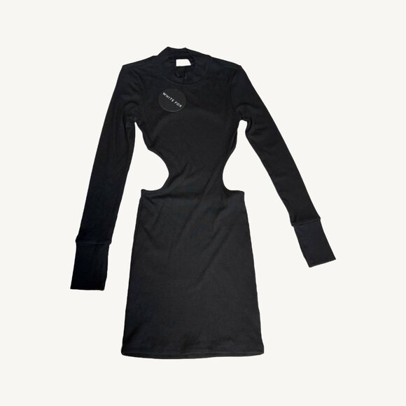 NWT White Fox Boutique Break The Rules Mini Dress Black Open Back Cut Outs - Picture 1 of 10